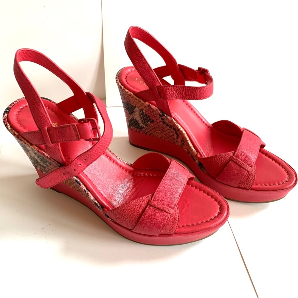 Hot Pink Snakeskin Cole Haan Wedges